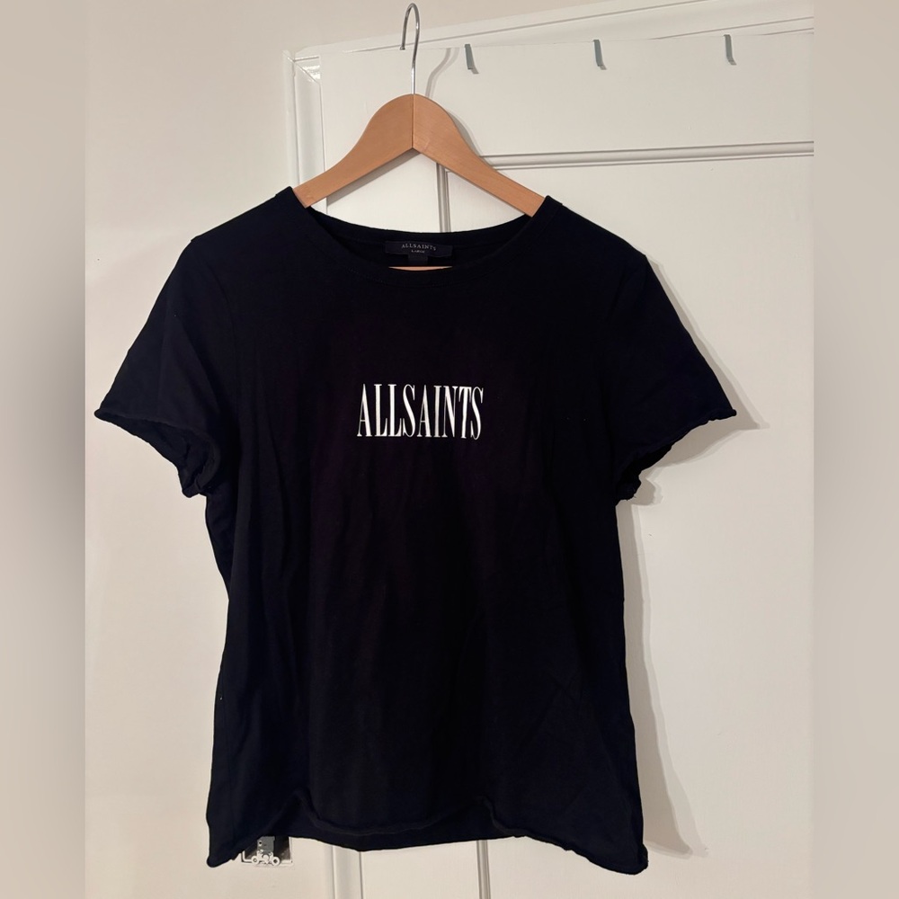 Allsaints Black Tee with White Logo